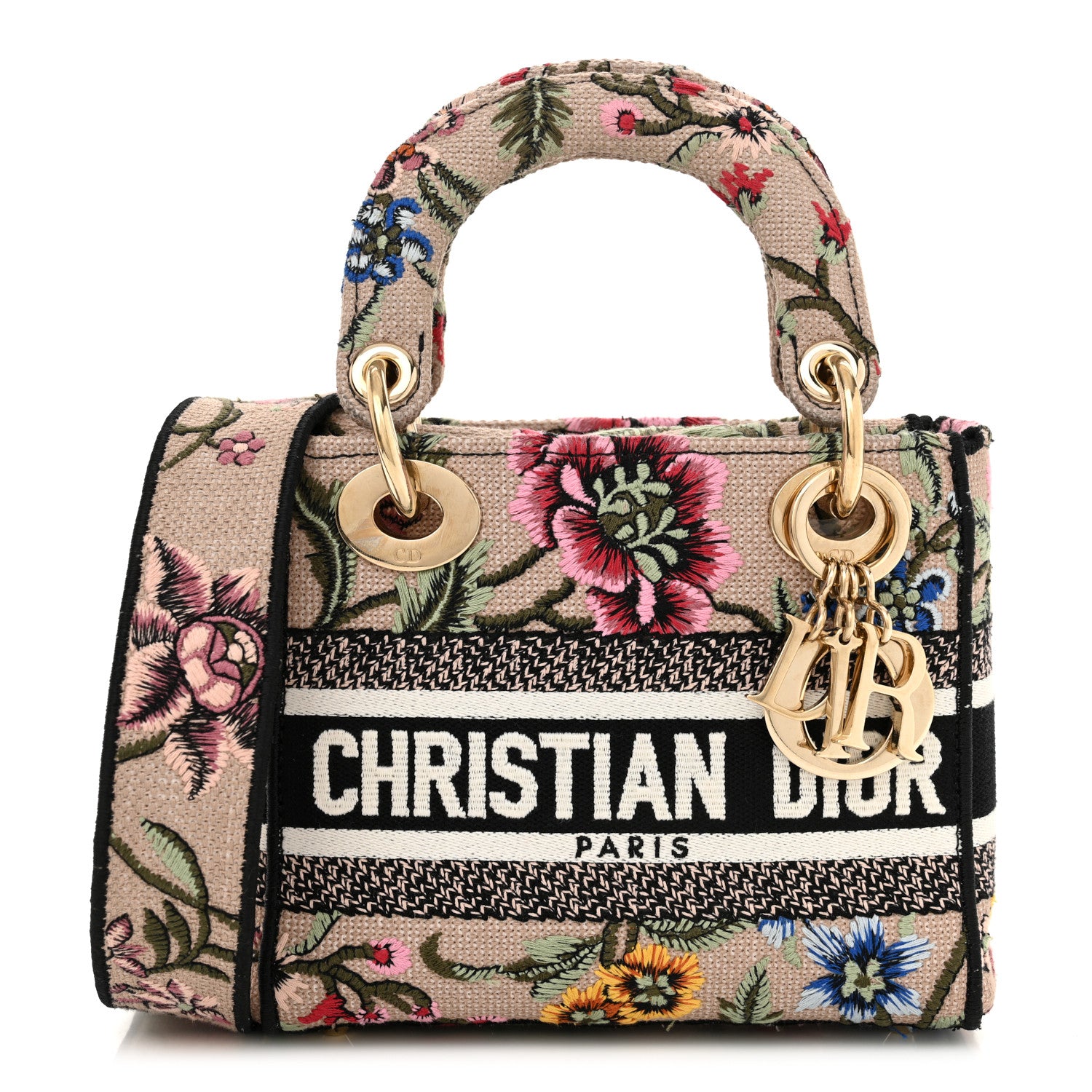 Christian Dior Canvas Mille Fleurs Embroidered Mini Lady D-Lite  Beige Multicolor 1 of 11