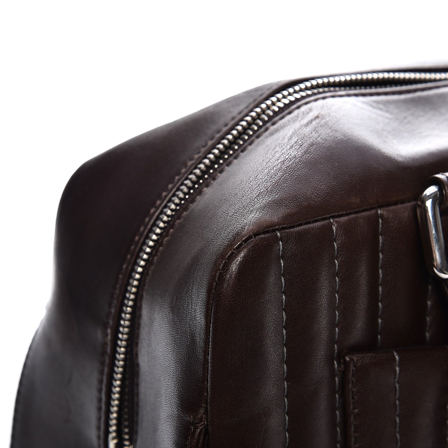 Lambskin Vertical Quilted Mademoiselle Satchel Brown