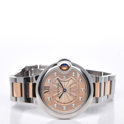 Cartier Stainless Steel 18K Pink Gold Diamond 33mm Ballon Bleu De Cartier Automatic Watch Champagne 3 of 9