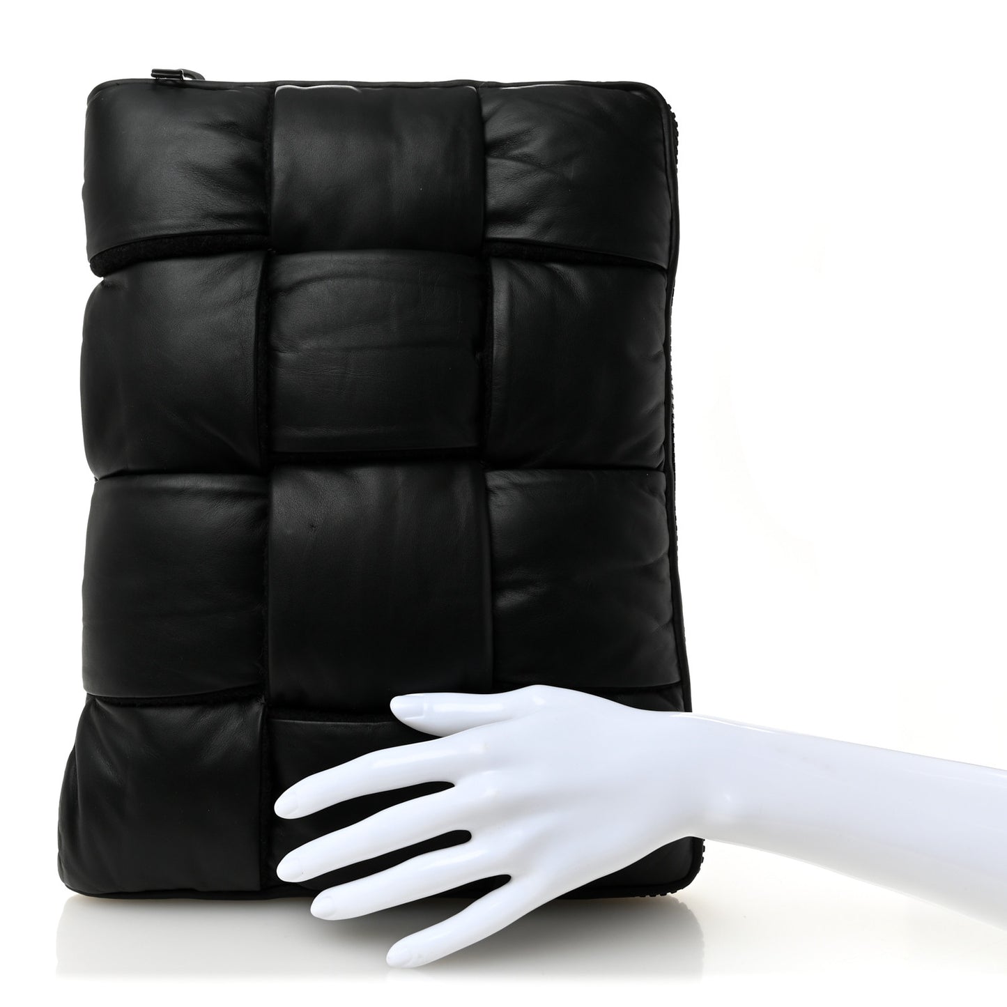 Calfskin Maxi Intrecciato Puffy Laptop Pouch Black