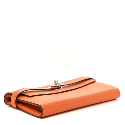 Hermes Chevre Mysore Kelly Longue Wallet Orange 4 of 16