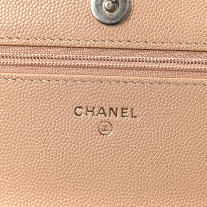 Chanel Caviar Quilted Crystal CC Wallet On Chain WOC Beige 6 of 10