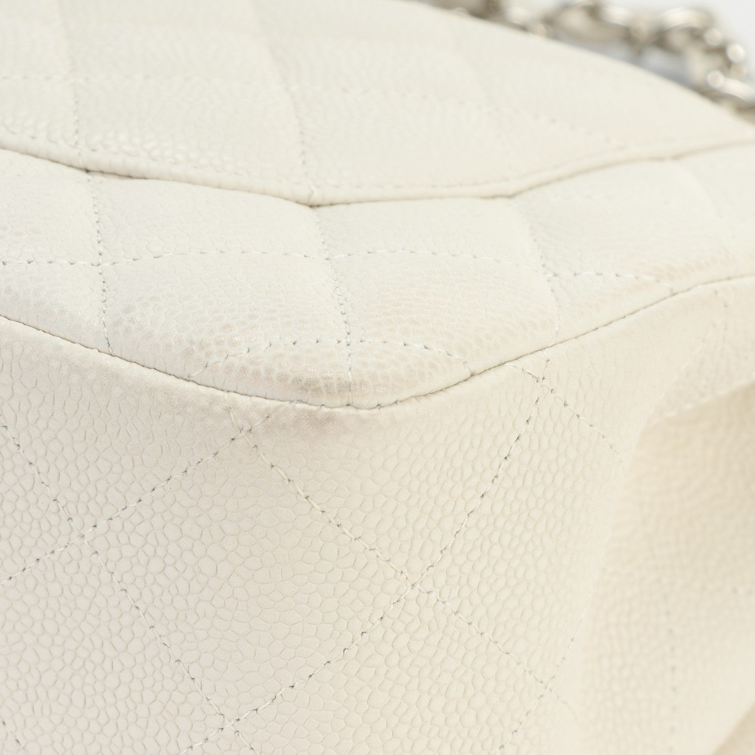 Chanel Iridescent Caviar Quilted Jumbo Double Flap White 11 of 15