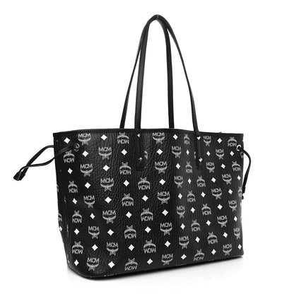 MCM Visetos Medium Anya Zip Top Shopper Tote Black 4 of 15