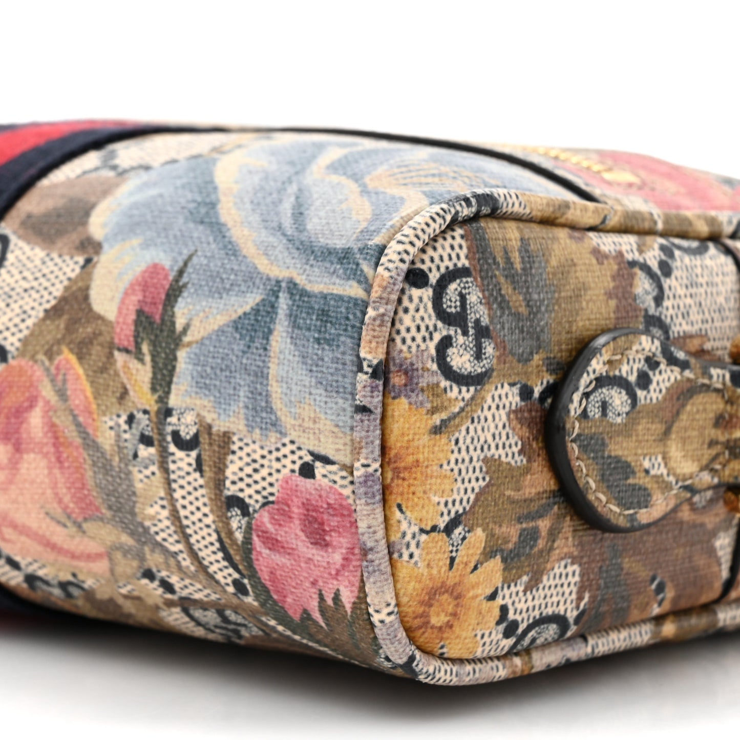 GG Supreme Monogram Water Flora Web Mini Ophidia Shoulder Bag Beige White Multicolor