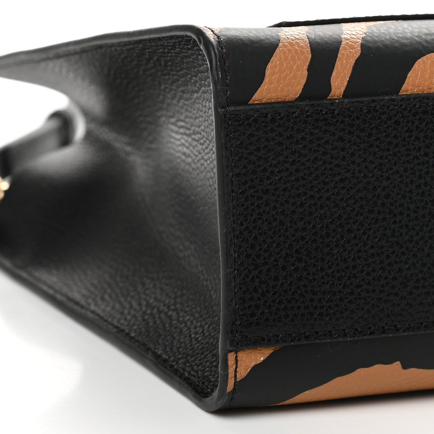 Calfskin Tiger Print Mini Grid Tote Bag
