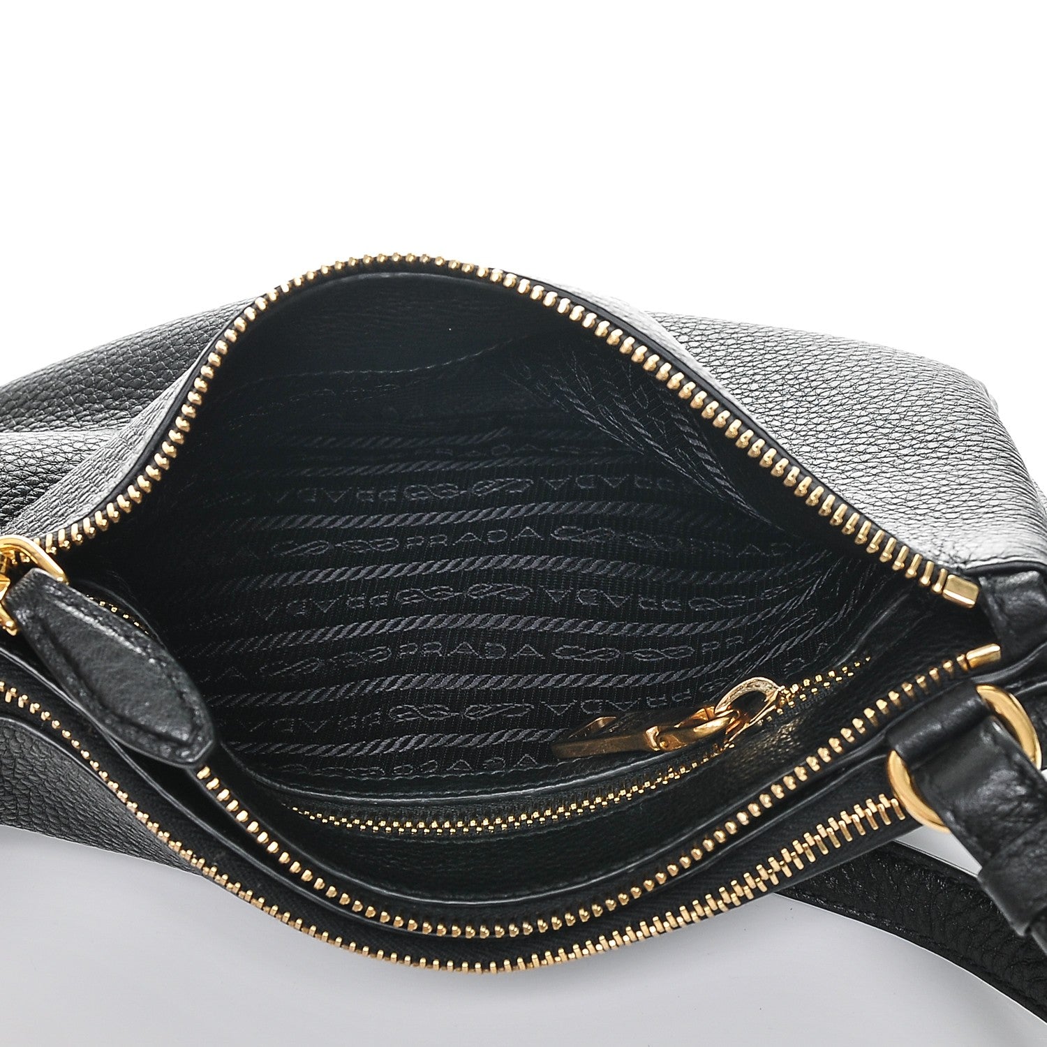 Prada Vitello Phenix Double Zip Crossbody Bag Black 8 of 8