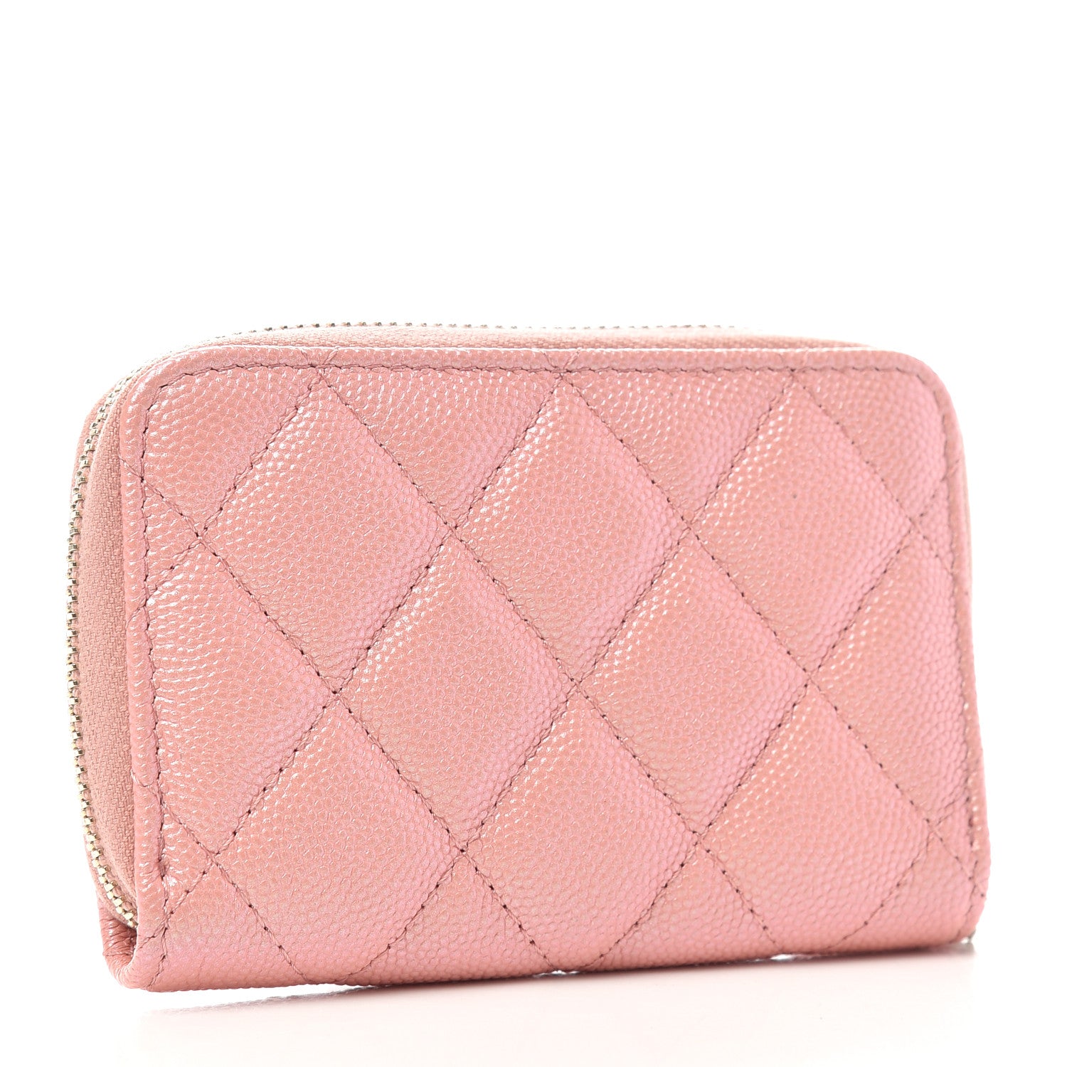 Chanel Iridescent Caviar Quilted Zip Coin Purse Pink 3 of 8