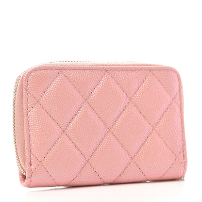 Chanel Iridescent Caviar Quilted Zip Coin Purse Pink 3 of 8