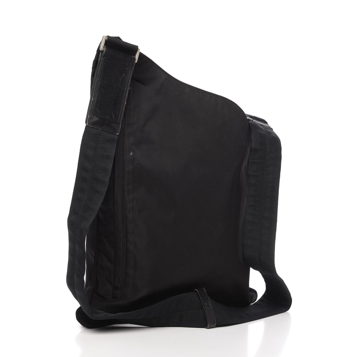 Nylon Flat Messenger Bag Black