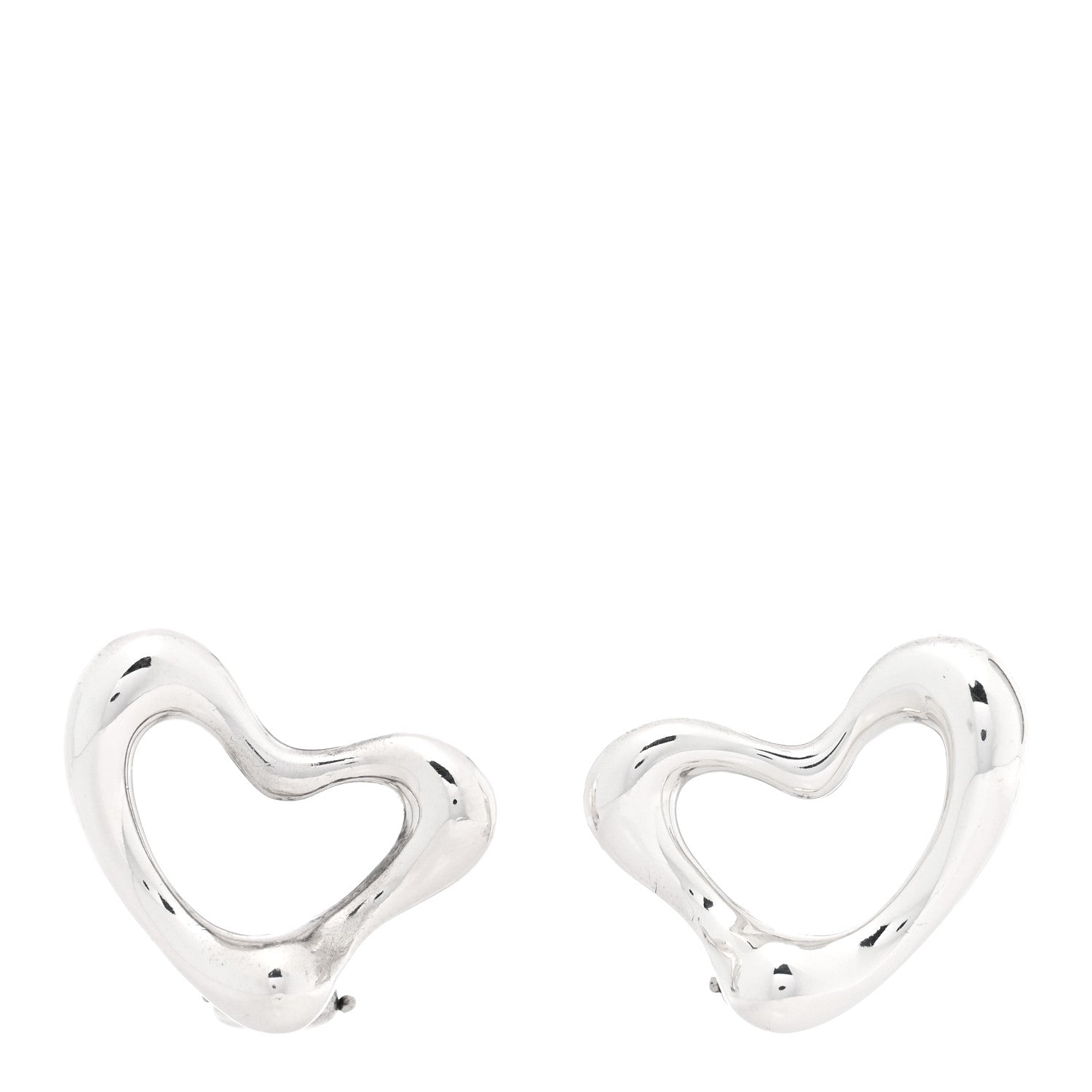 Tiffany Sterling Silver Elsa Peretti Open Heart Clip-On Earrings 1 of 4