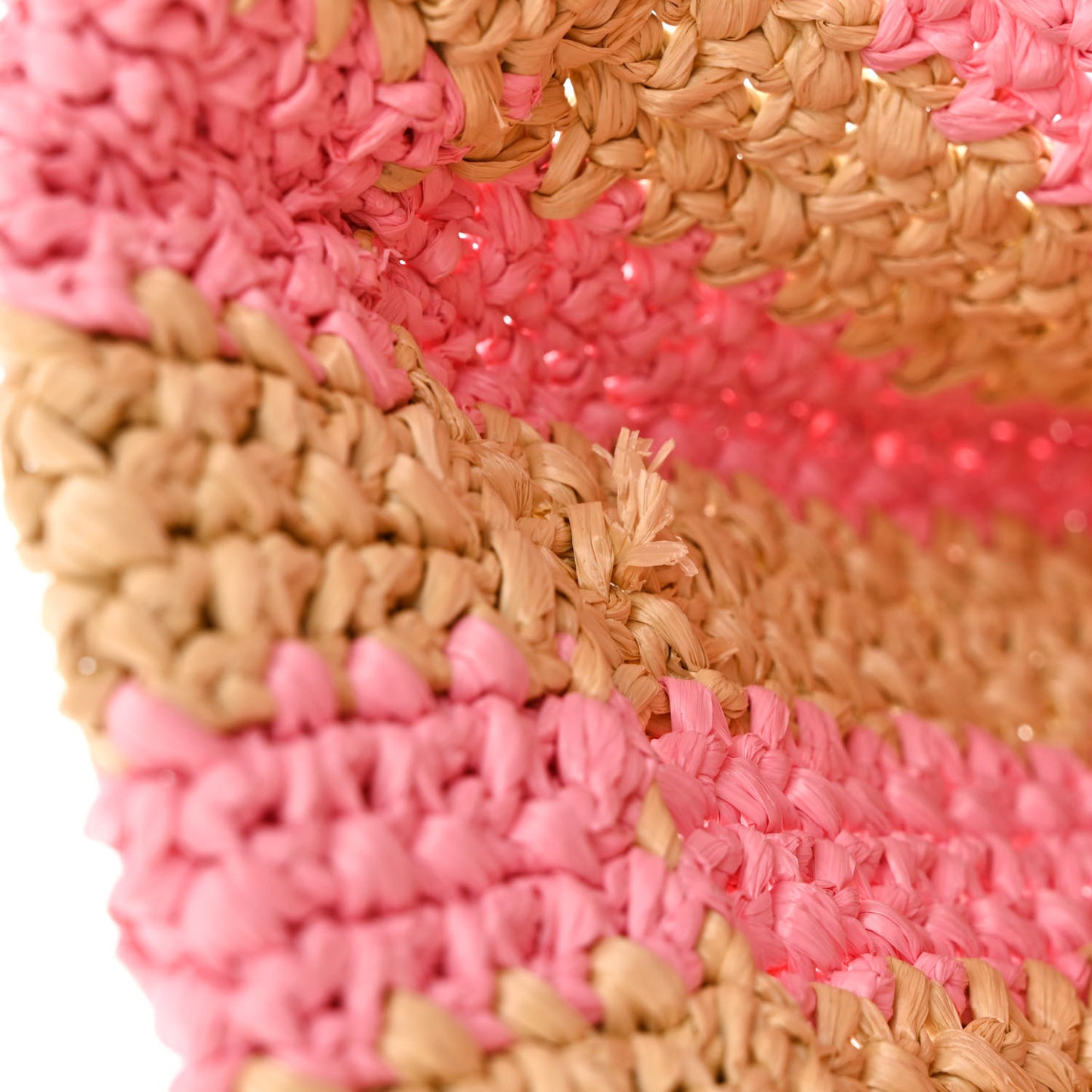 Yarn Raffia Effect Crochet Striped Small Logo Tote Naturale Petalo