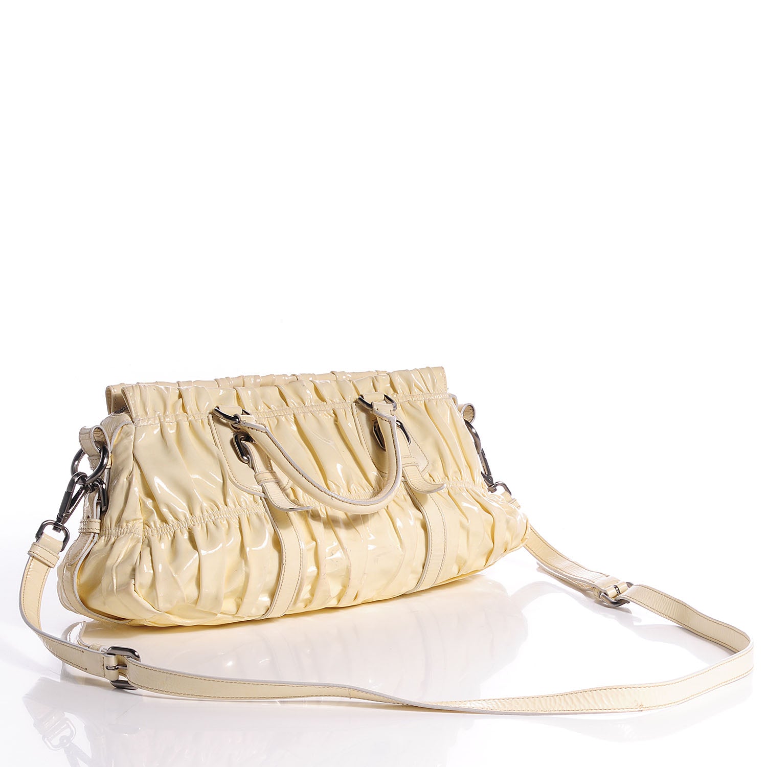 Prada Vernice Dressy Gaufre Shopping Satchel White 3 of 8