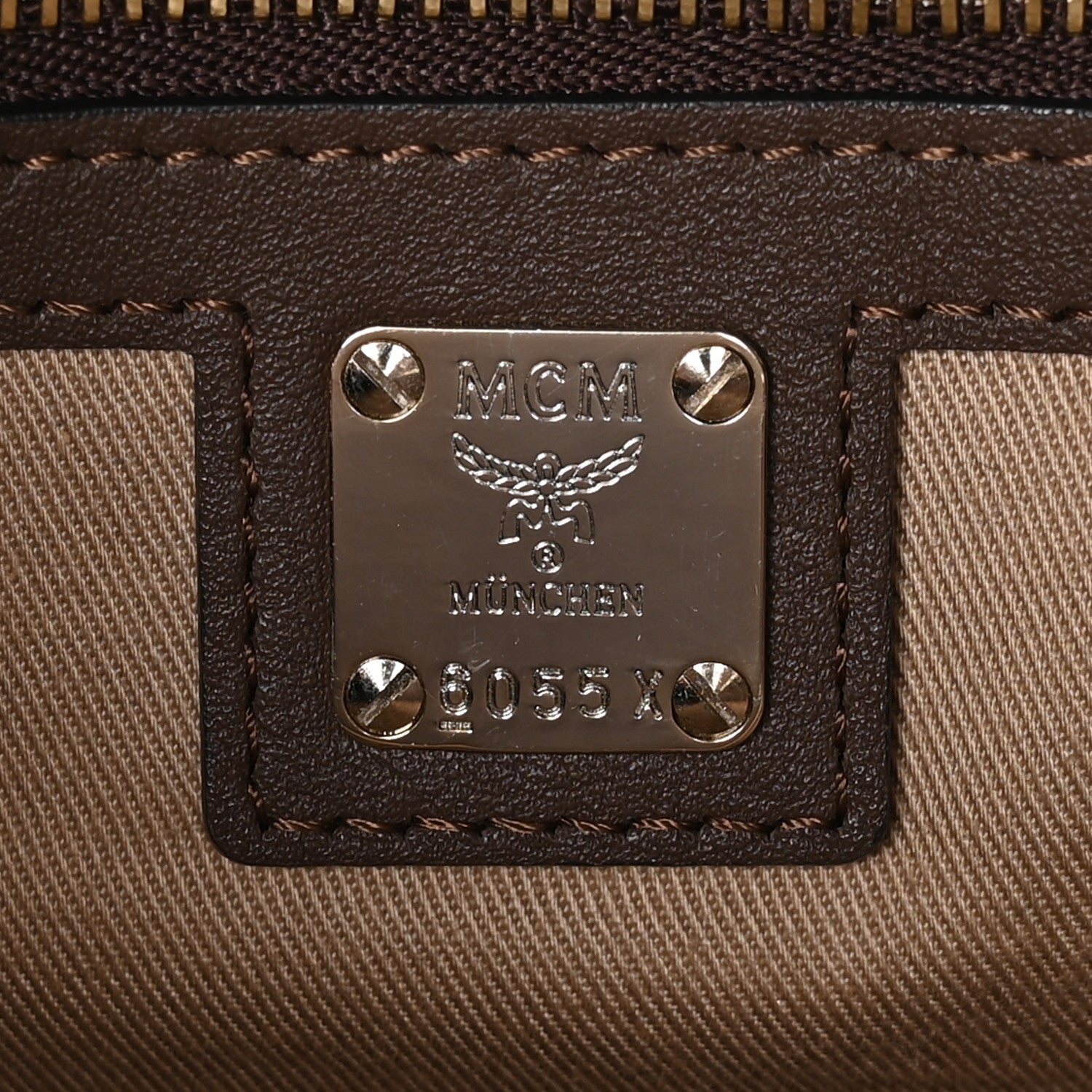 MCM Calfskin Ottomar Monogram Medium Essential Tote Chestnut 6 of 11