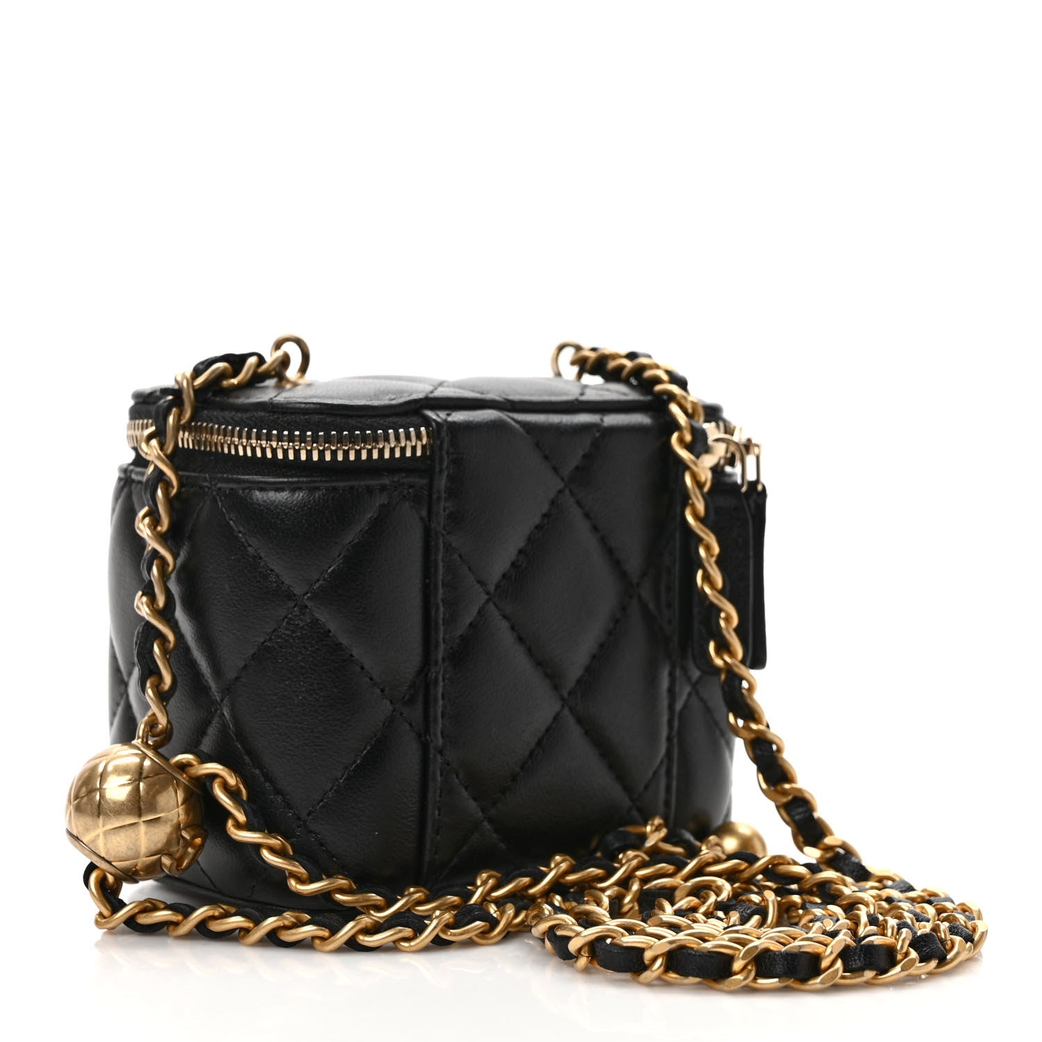 Chanel Lambskin Quilted Mini Pearl Crush Vanity Case With Chain Black 3 of 10