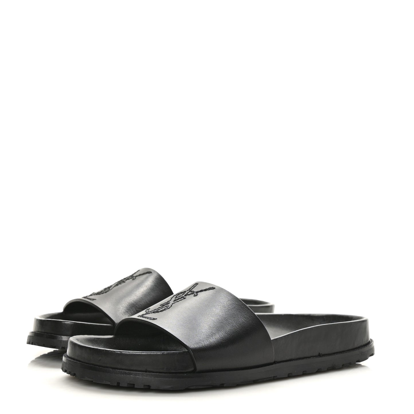 Calfskin Monogram Jimmy Joan Slide Sandals 37 Black