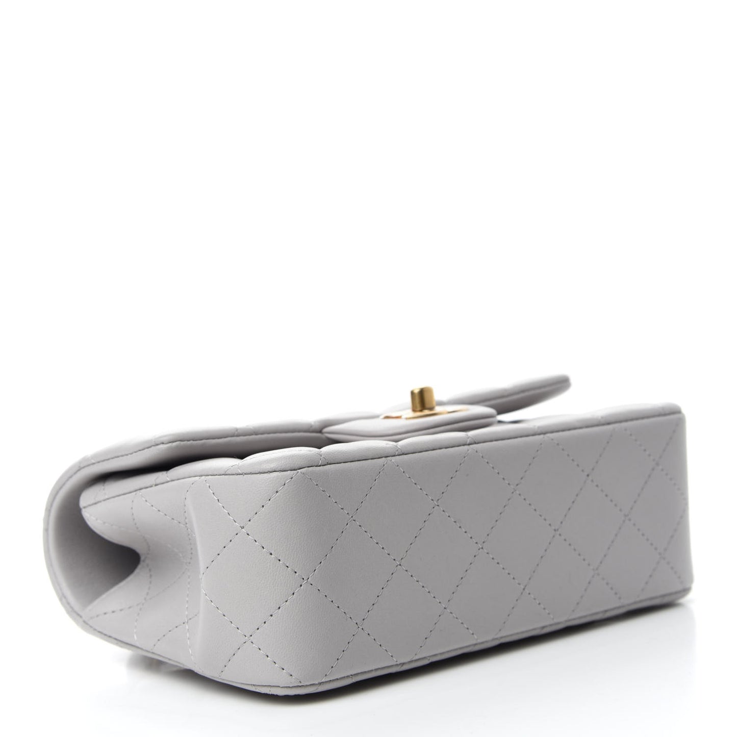 Lambskin Quilted Mini Top Handle Rectangular Flap Grey
