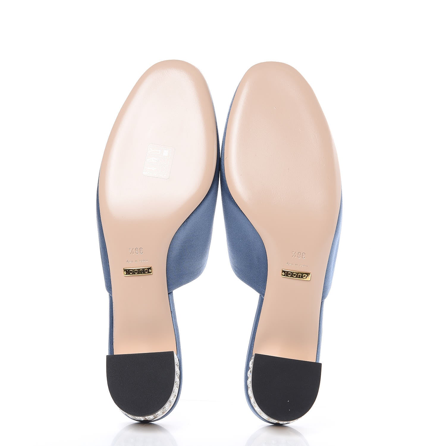 Gucci Silk Satin Crystal Embellished Bow Mules 38.5 Carta Zucchero 6 of 11