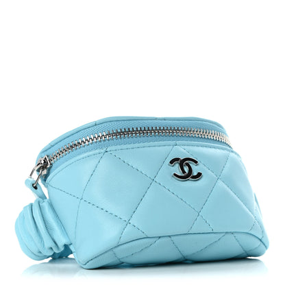 Chanel Lambskin Quilted Arm Coin Purse Neon Blue 4 of 11
