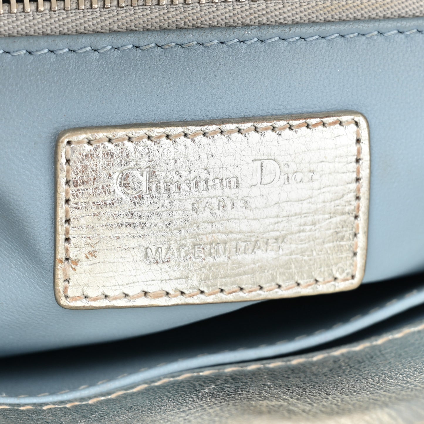 Metallic Grained Calfskin Cannage Small Lucky Badges My Lady Dior Silver