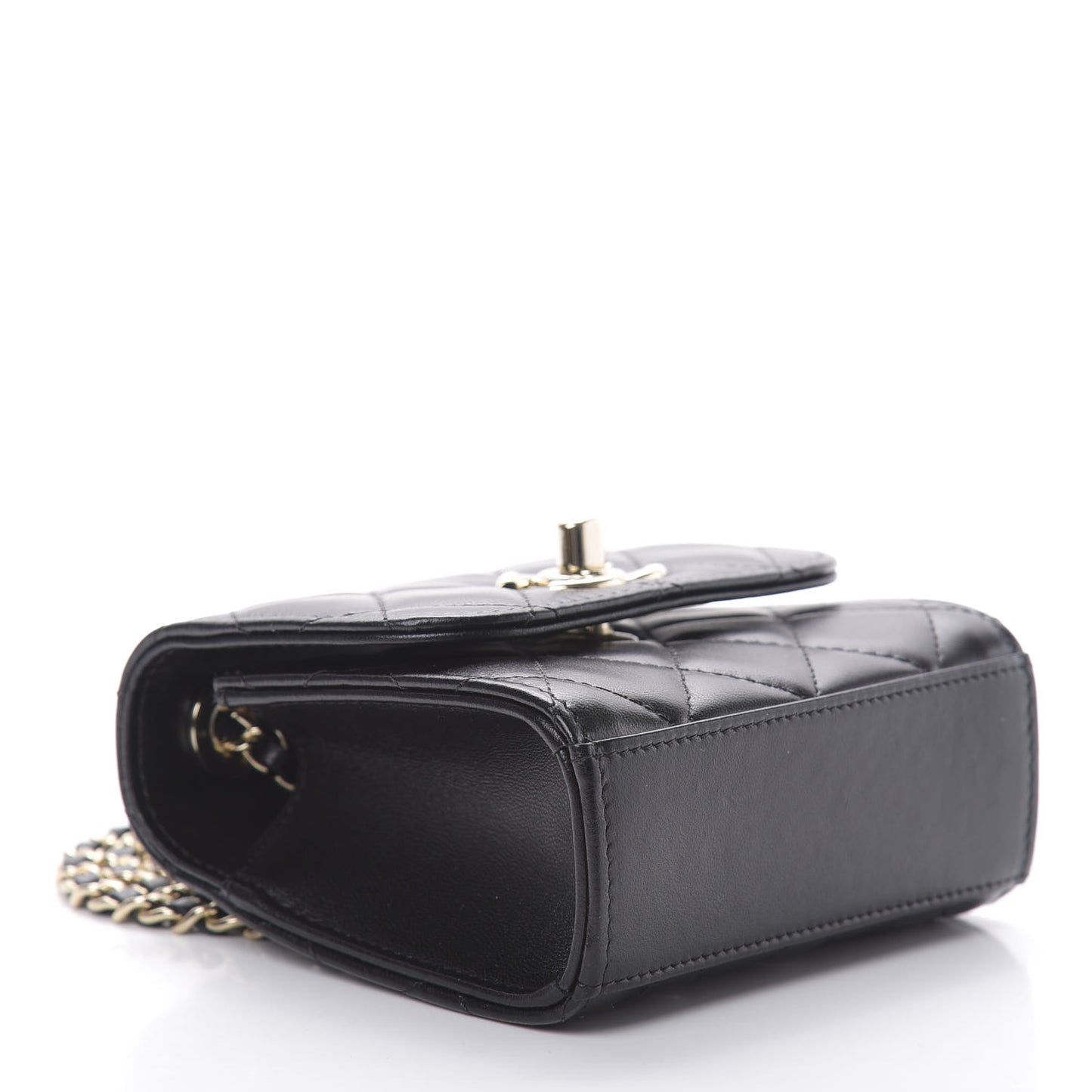 Lambskin Quilted Mini Trendy CC Chain Wallet Black