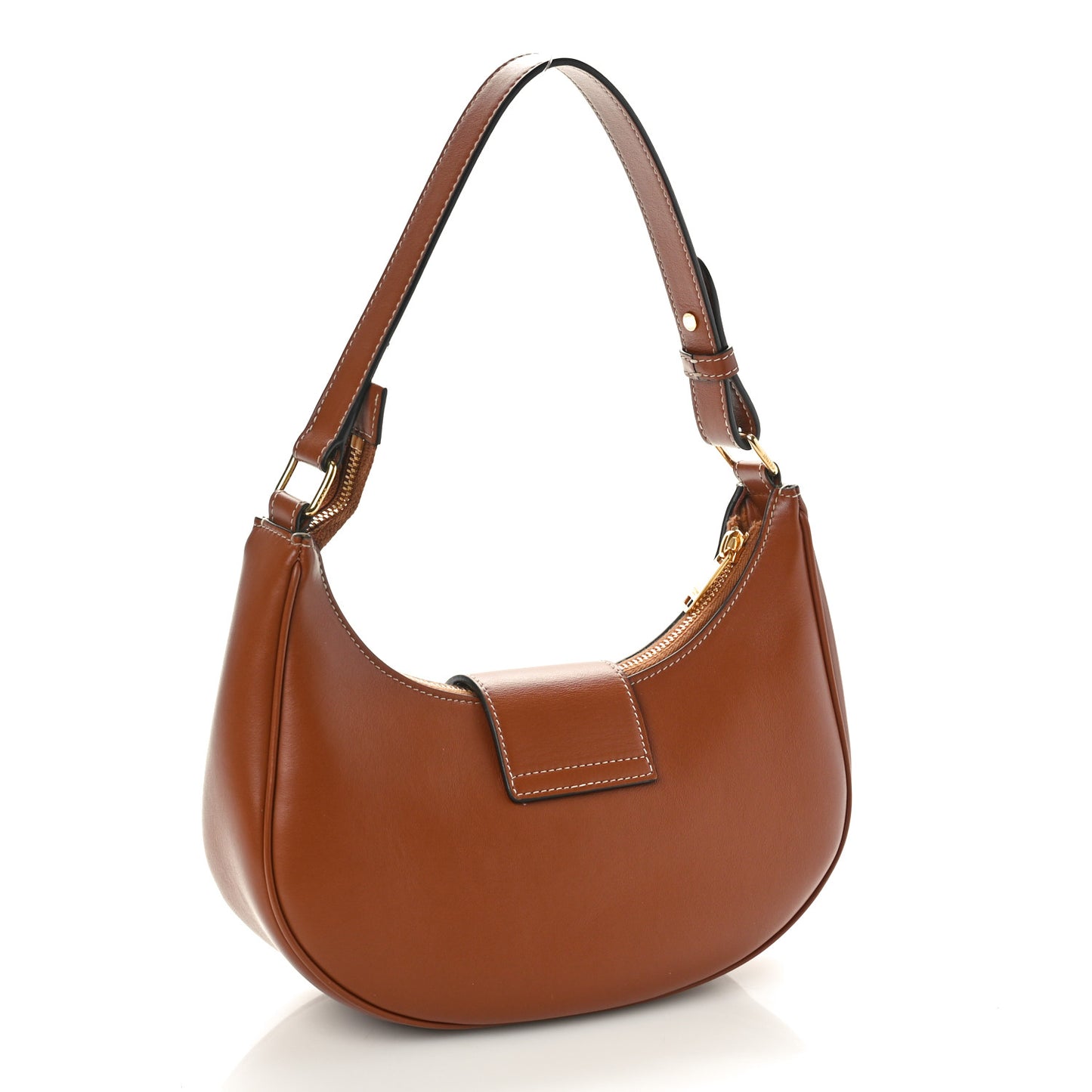 Smooth Calfskin Medium Strap Ava Triomphe Shoulder Bag Tan