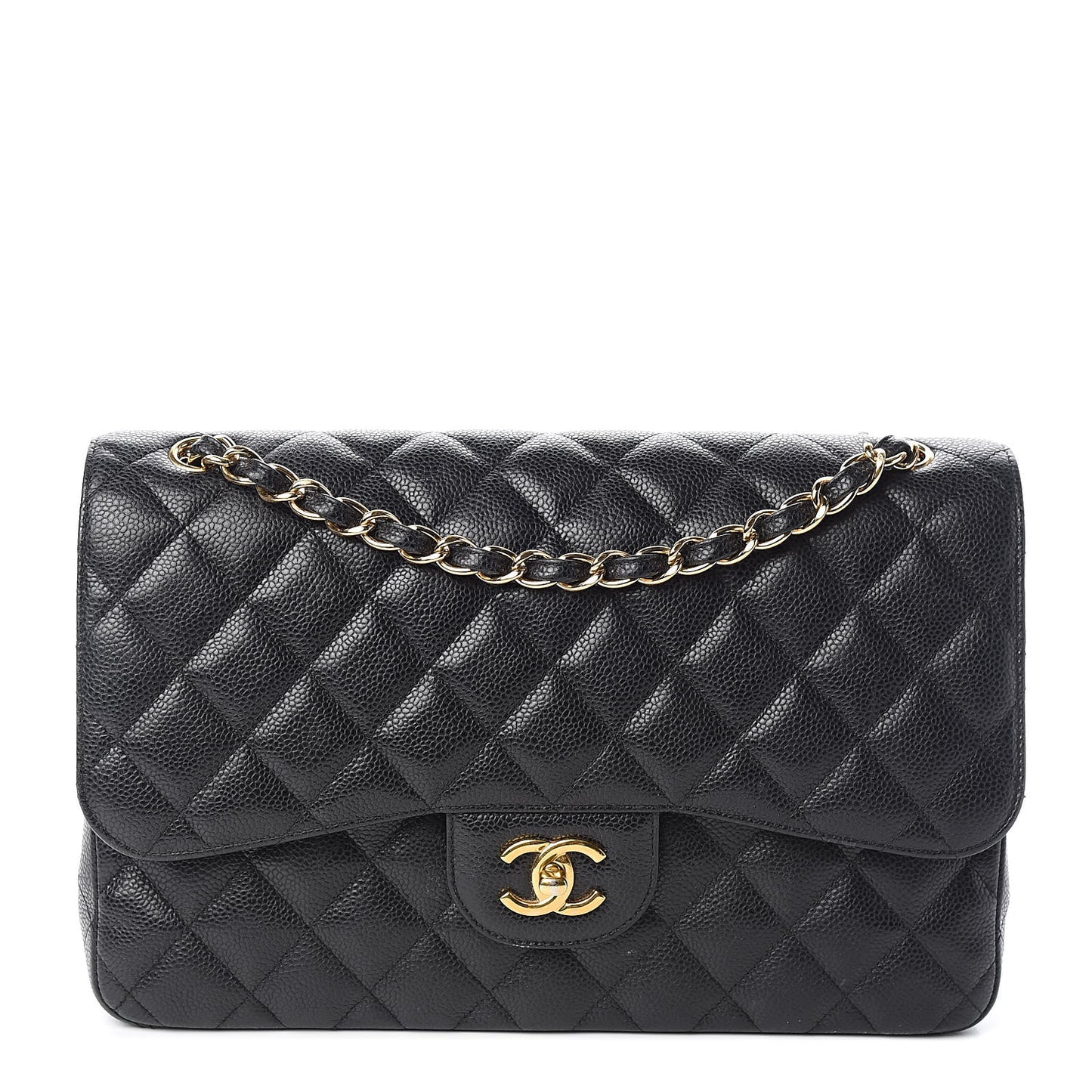Caviar Quilted Jumbo Double Flap Black