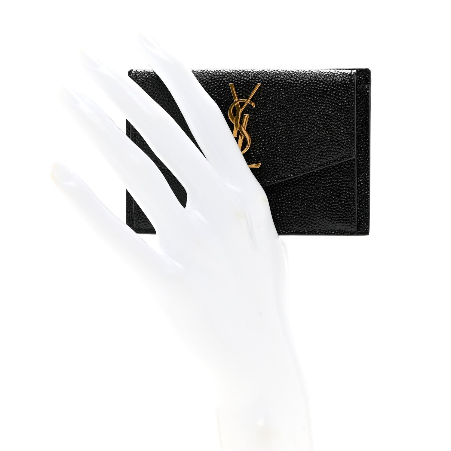 Saint Laurent Grain De Poudre Uptown Monogram Card Case Black 2 of 6