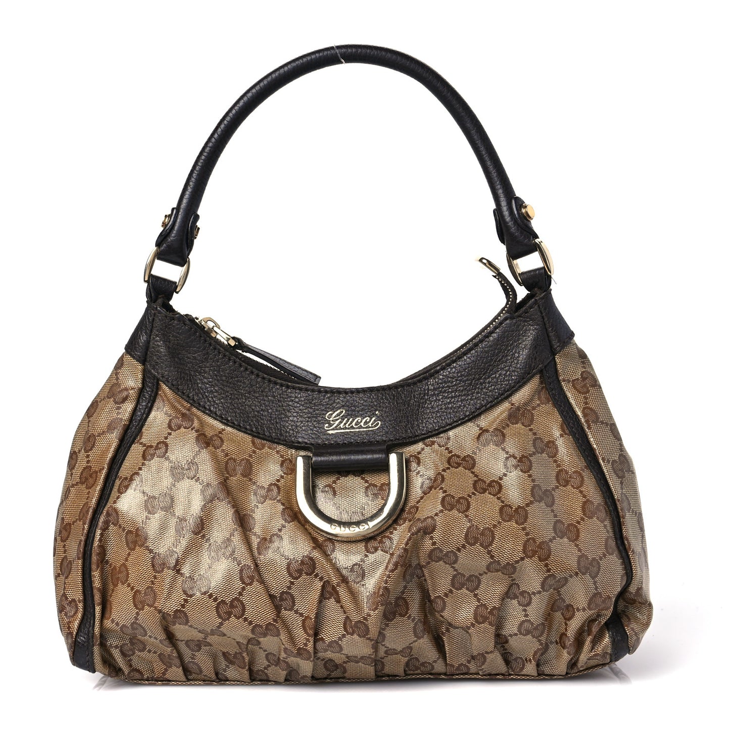 Crystal Monogram D Ring Gold Hobo Brown