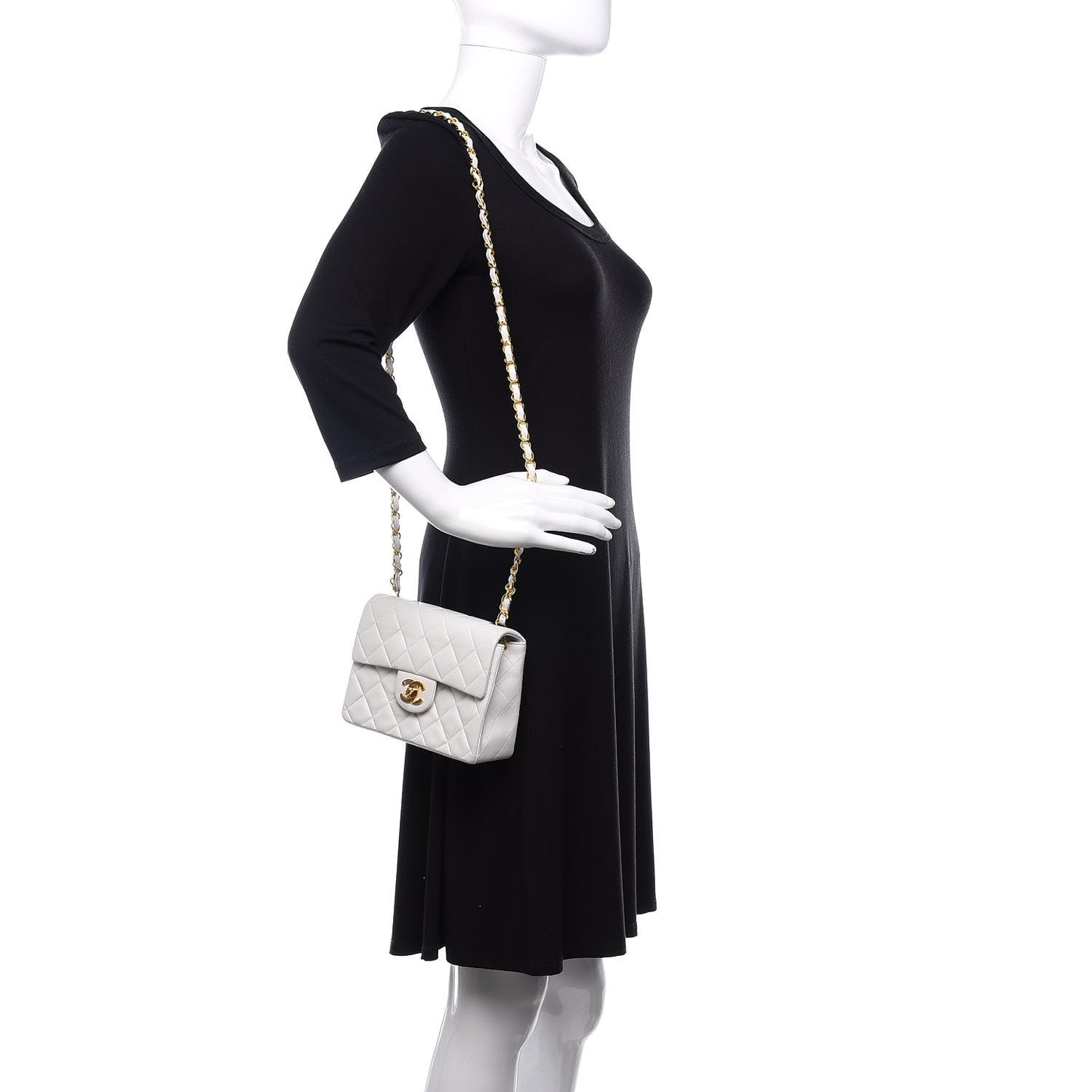 Lambskin Quilted Mini Square Flap White