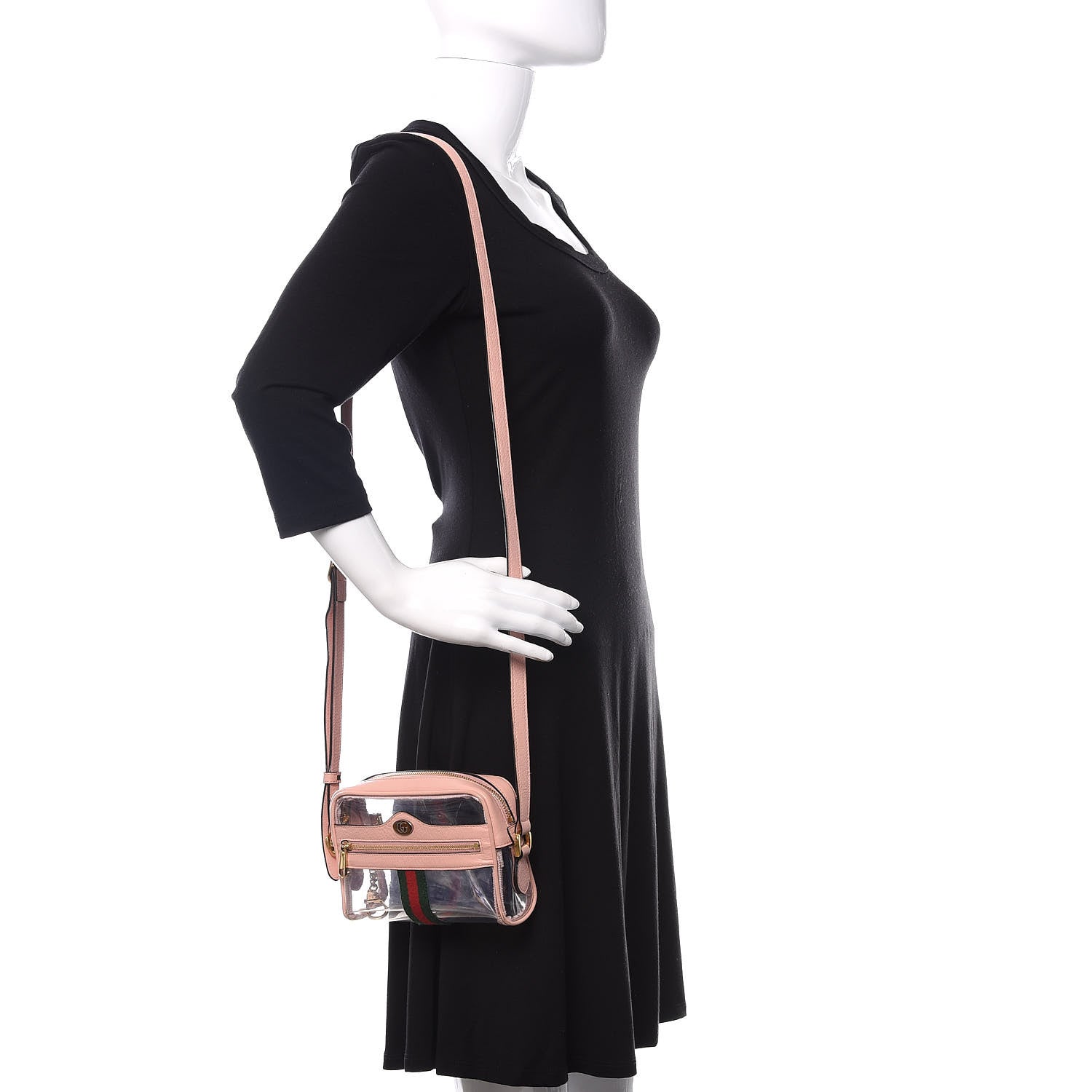 Gucci Vinyl Web Mini Ophidia Transparent Shoulder Bag Perfect Pink 2 of 10