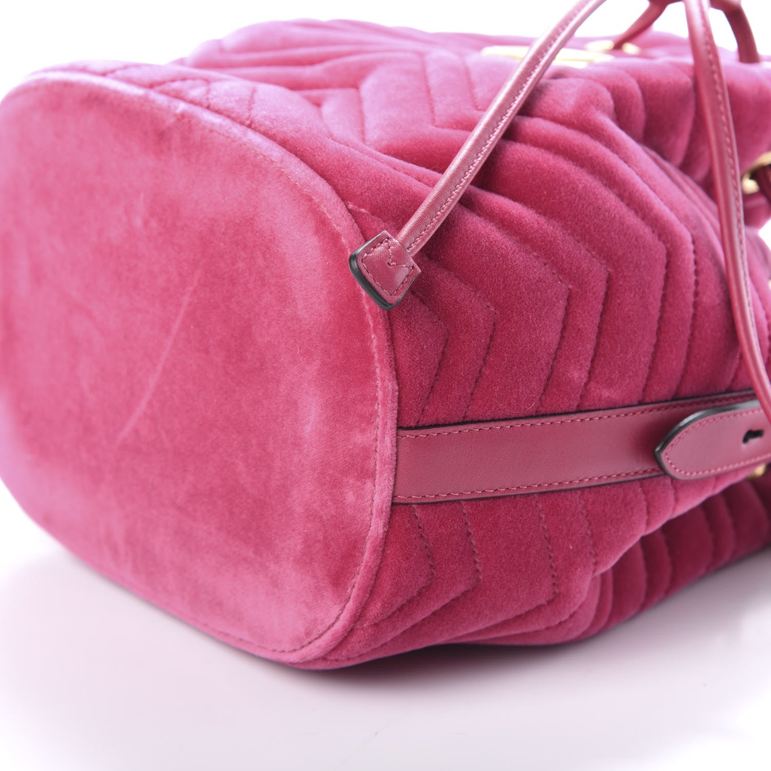 Gucci Velvet Matelasse GG Marmont Bucket Bag Light Raspberry Rose 9 of 9