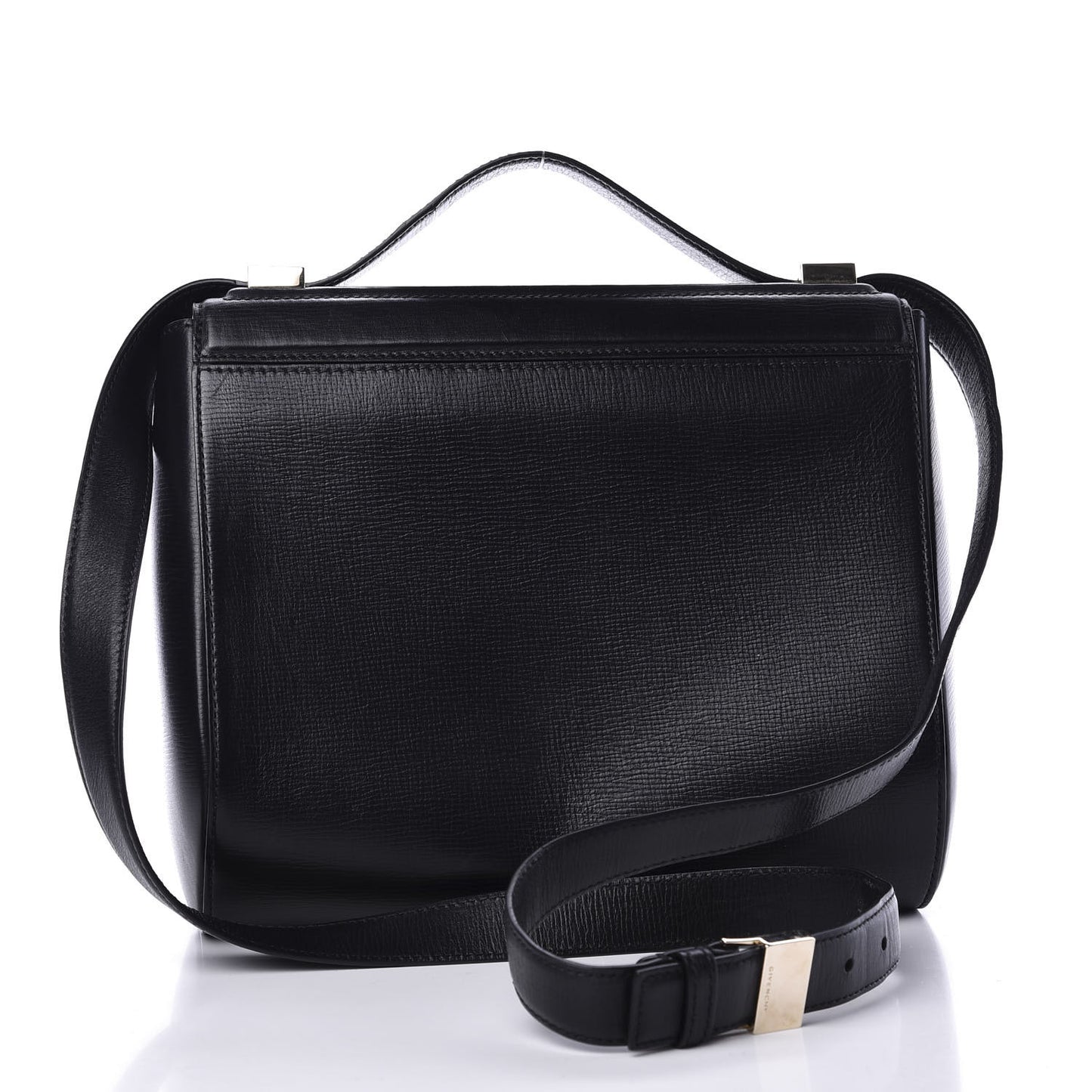 Textured Calfskin Medium Pandora Box Crossbody Bag Black