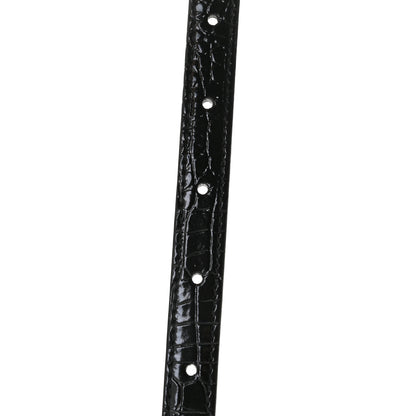 Saint Laurent Calfskin Crocodile Embossed Monogram Kate Belt Bag Black 9 of 11