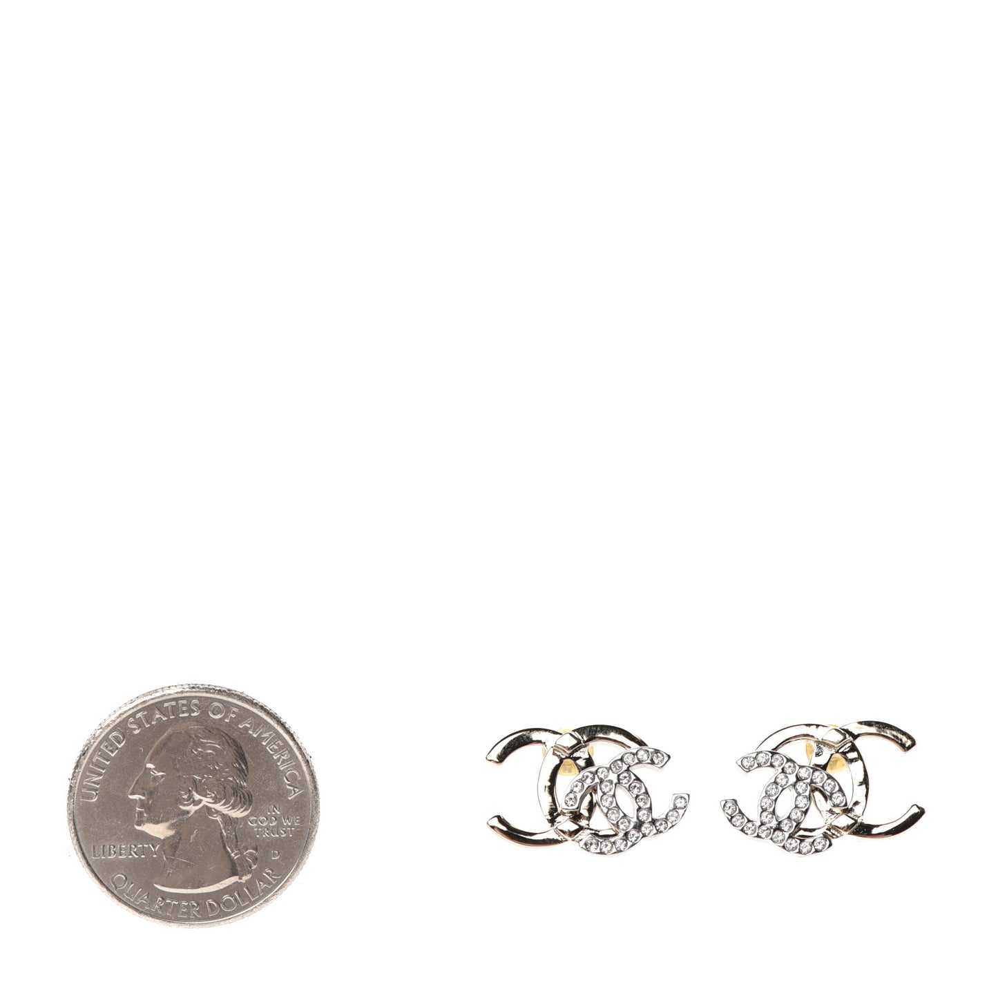 Crystal Double CC Earrings Gold Silver