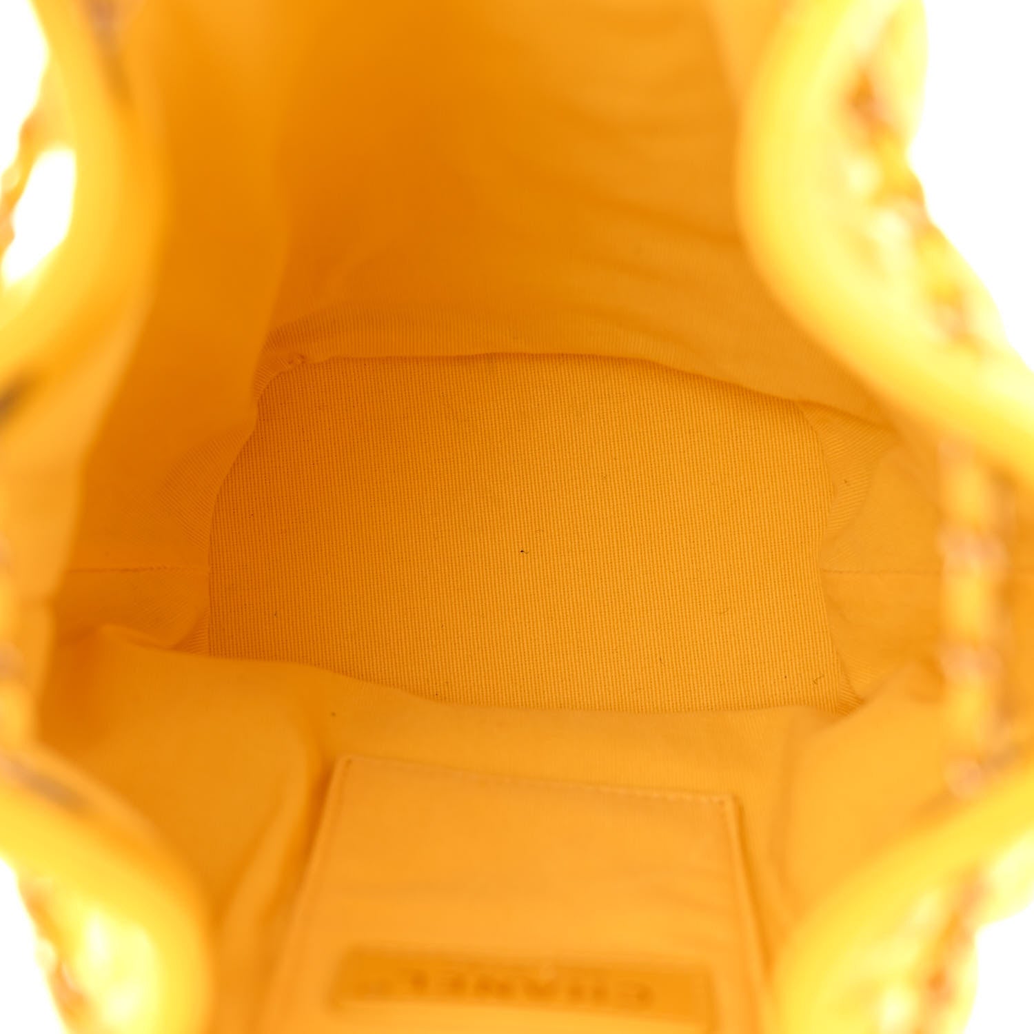 Chanel Lambskin Quilted Drawstring Backpack Yellow 5 of 10