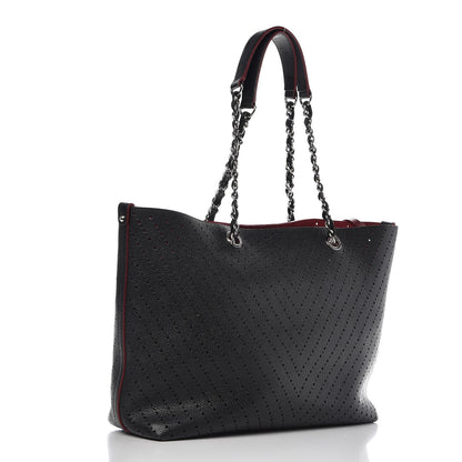 Chanel Perforated Grained Calfskin Large Shopping Tote Black 4 of 16