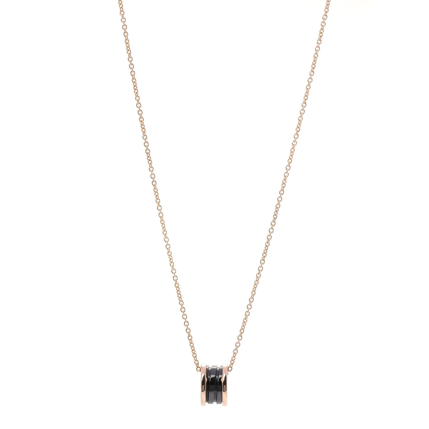Bulgari 18K Rose Gold Black Ceramic B.Zero1 Pendant Necklace 1 of 11