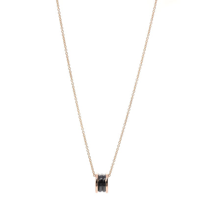 Bulgari 18K Rose Gold Black Ceramic B.Zero1 Pendant Necklace 1 of 11