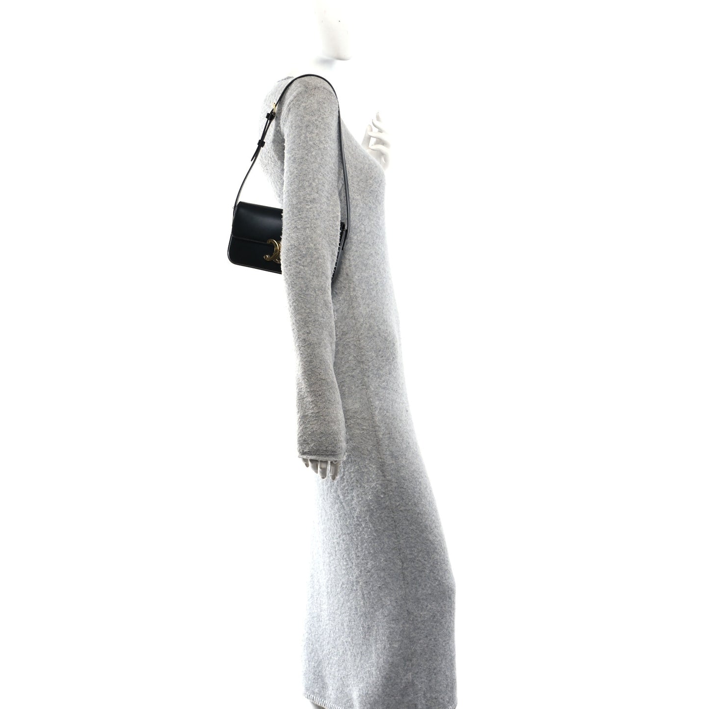 Shiny Calfskin Triomphe Shoulder Bag Black