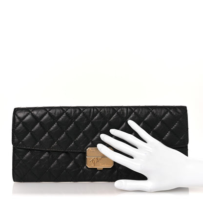 Chanel Metallic Aged Calfskin Quilted Paris Hamburg Clutch Black 2 of 9