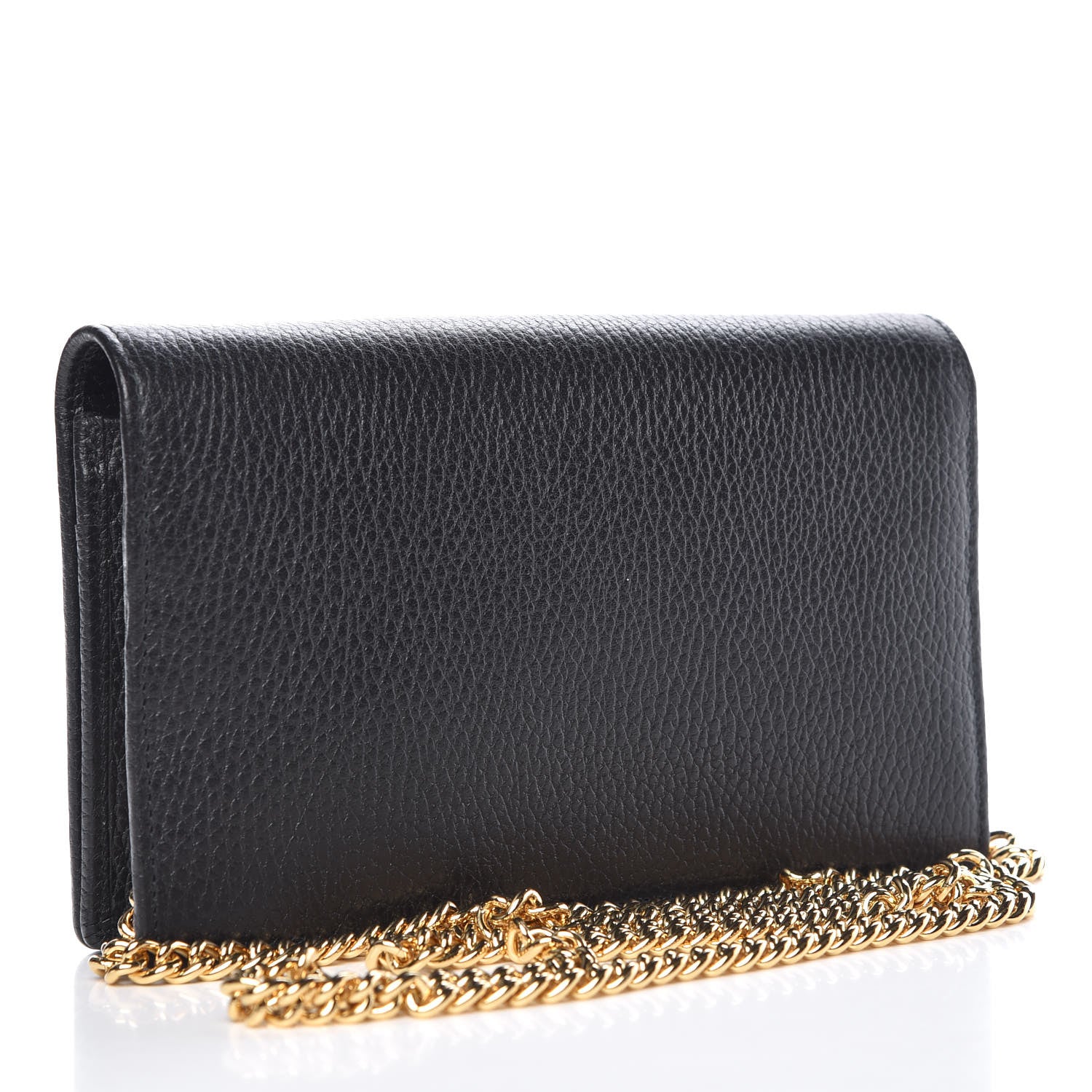 Gucci Calfskin Mini GG Marmont Chain Wallet Black 3 of 8