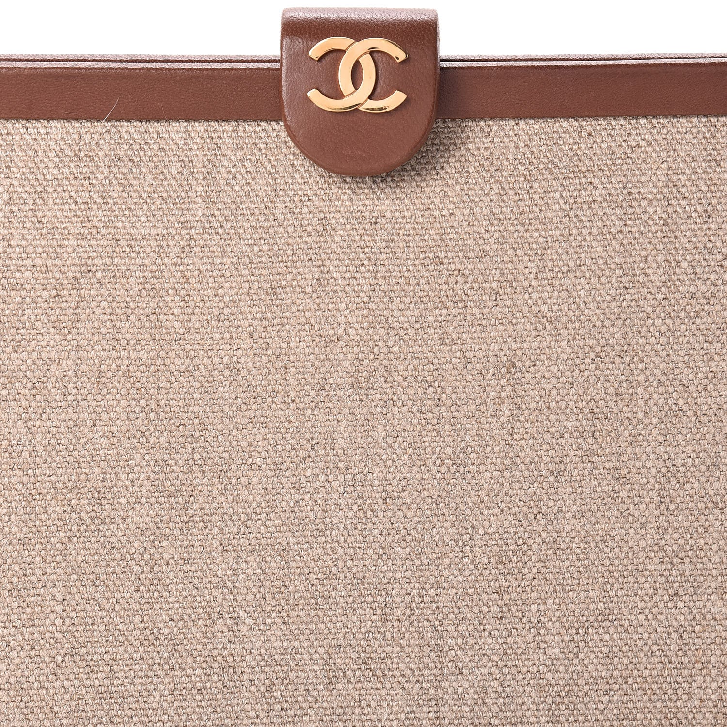 Chanel Linen Frame Shoulder Bag Beige 9 of 14