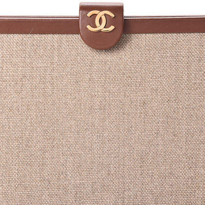 Chanel Linen Frame Shoulder Bag Beige 9 of 14