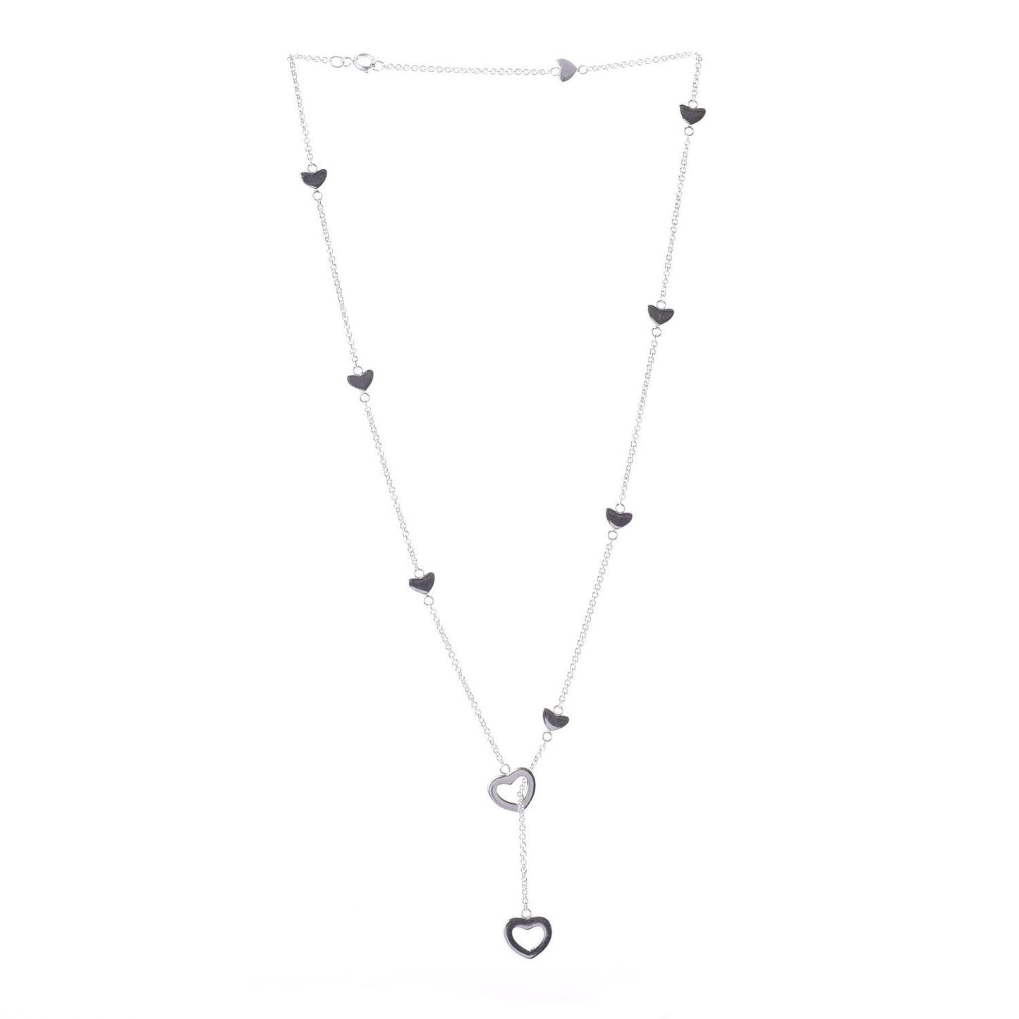 Sterling Silver Heart Lariat Necklace