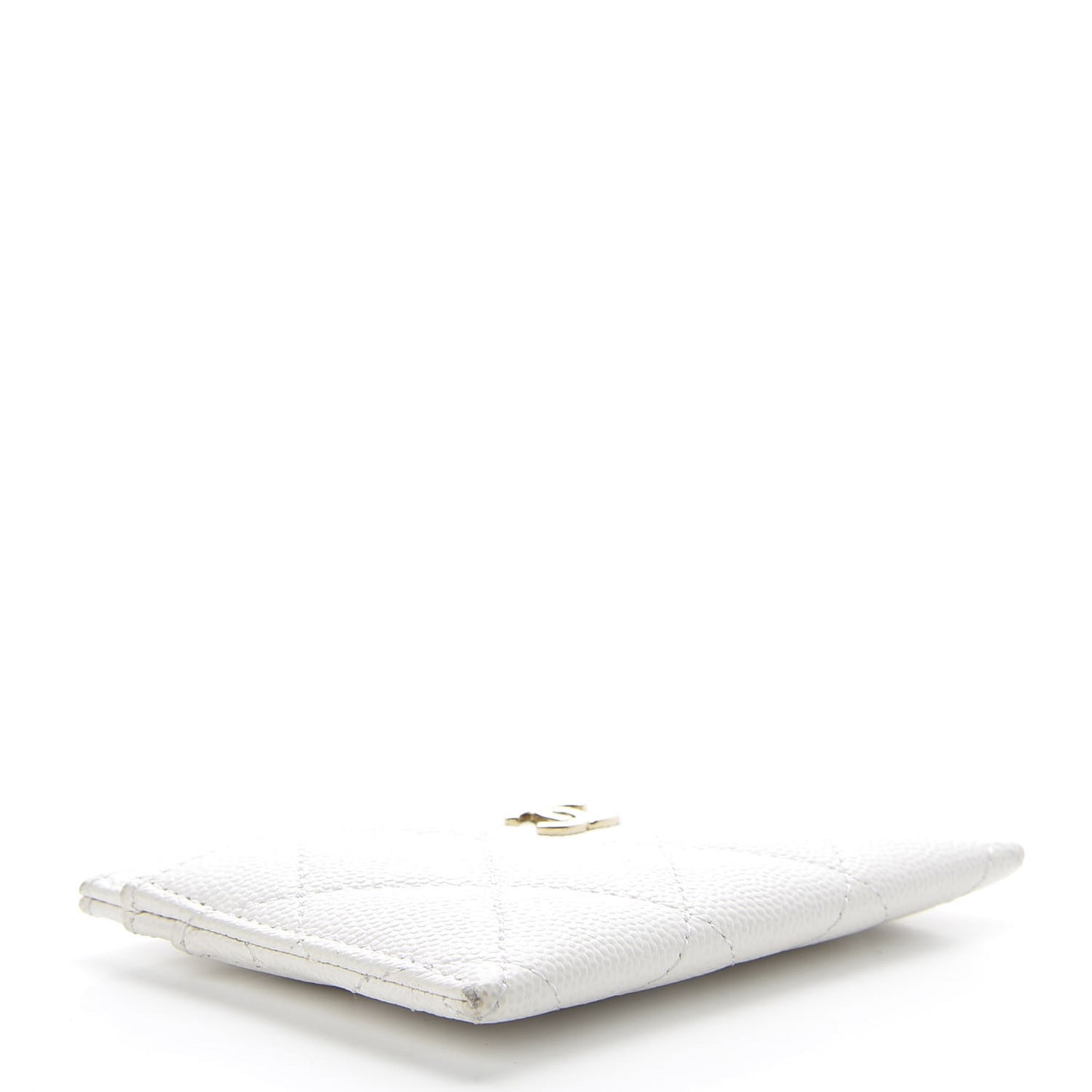 Caviar Quilted Card Holder White