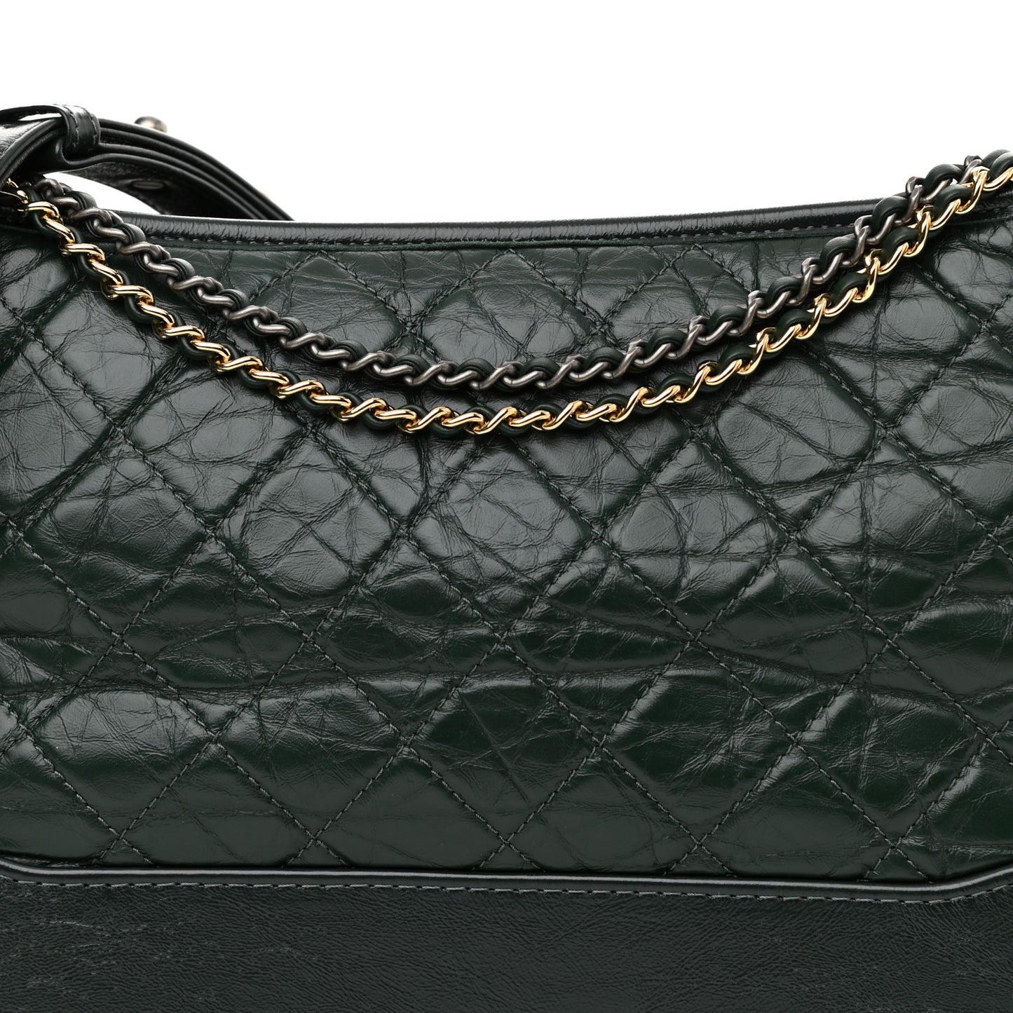 Aged Calfskin Quilted Medium Gabrielle Hobo Dark Green