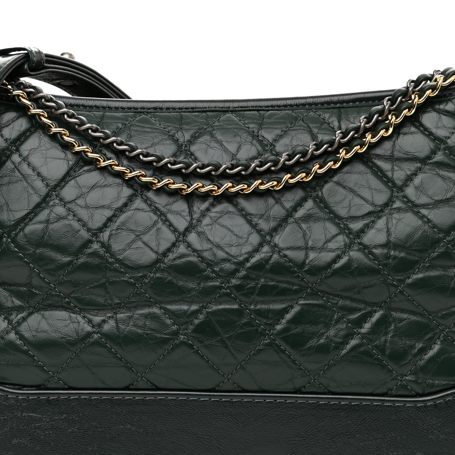 Chanel Aged Calfskin Quilted Medium Gabrielle Hobo Dark Green 8 of 14