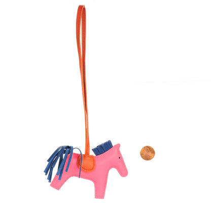 Hermes Milo Lambskin Grigri Rodeo Bag Charm PM Rose Azalee Cornaline Bleu De Malte 2 of 3