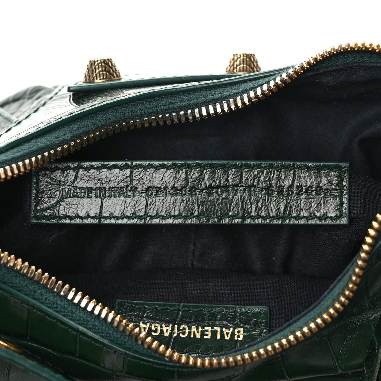 Extra Supple Calfskin Crocodile Embossed Le Cagole Shoulder Bag XS Forest Green